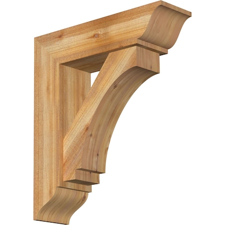 Ekena Millwork Imperial Traditional Rough Sawn Bracket w/ Offset Brace, Western Red Cedar, 8"W x 28"D x 32"H BKT0806X28X32IMP01RWR